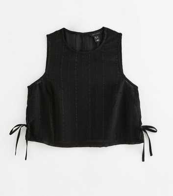 Black Striped Tie Side Beach Sleeveless Top