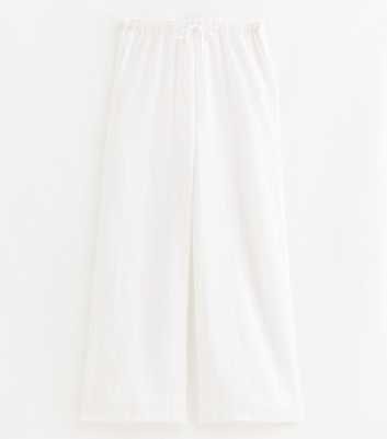 White Striped Beach Wide Leg Trousers