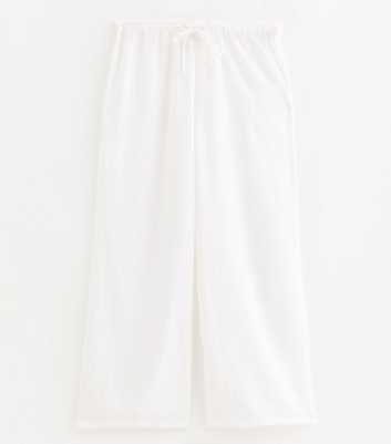 Petite White Striped Beach Wide Leg Trousers
