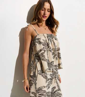 Cream Palm Tree Beach Cami Top