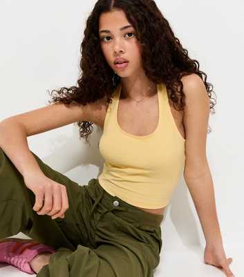 Girls Light Yellow Jersey Halter Top