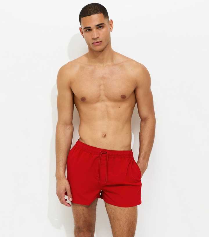 Red Regular Short Length Swim Shorts