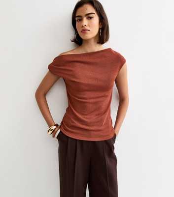 Dark Red Twisted Off The Shoulder Top
