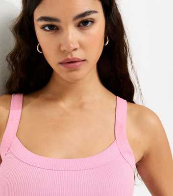 Pink Ribbed Scoop Neck Cami Top