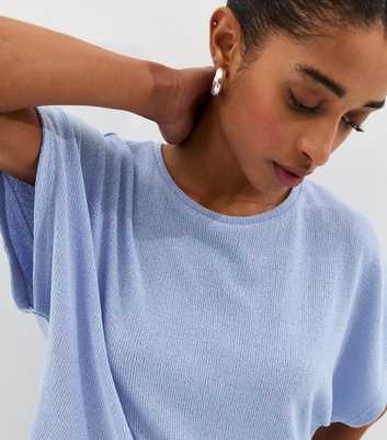 Light Blue Textured Relaxed Top