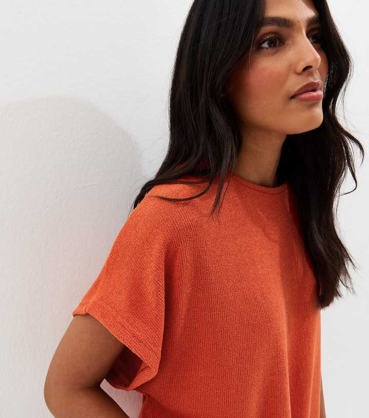 Bright Orange Textured Soft Touch T-Shirt