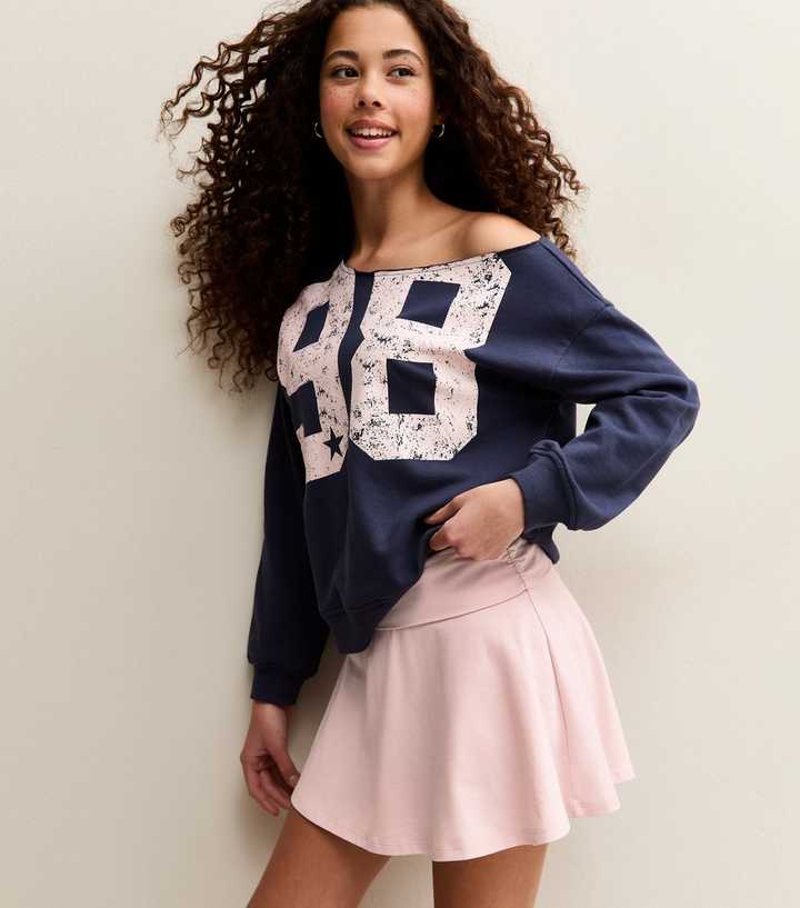 Girls Light Pink Ruched Fold Over Skort