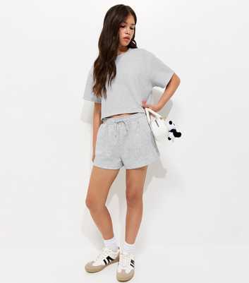 Girls Dark Grey Drawstring Jogger Shorts