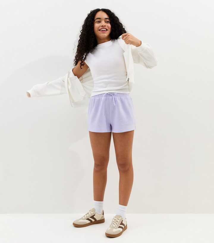 Girls Lilac Drawstring Jogger Shorts