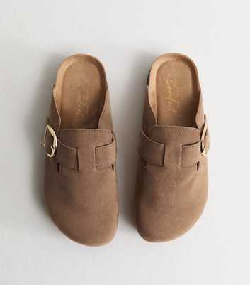 Light Brown Faux Brushed Leather Clogs
