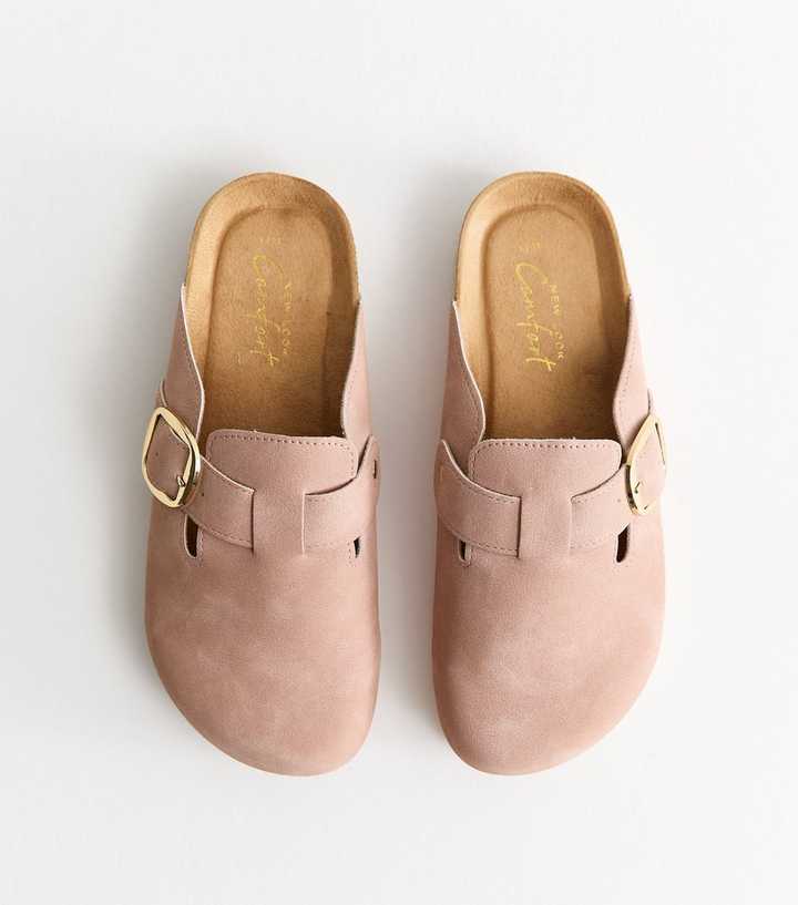 Light Pink Faux Brushed Leather Clogs