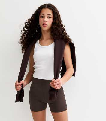 Girls Dark Brown Micro Cycling Shorts