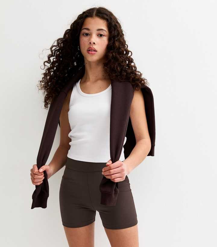 Girls Dark Brown Micro Cycling Shorts