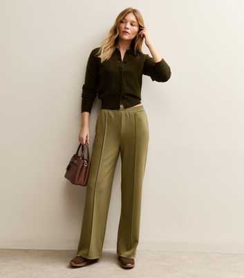 Khaki Jersey Front Seam Joggers