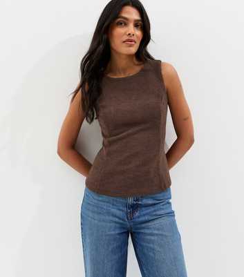 Brown Soft Touch Peplum Vest