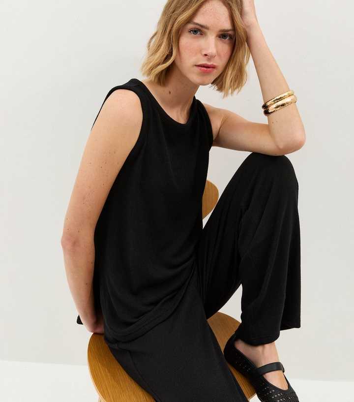 Black Textured Vest Top