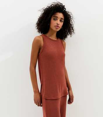 Dark Red Textured Vest Top