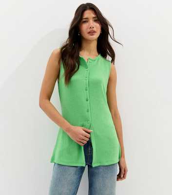 Green Textured Soft Touch Button Front Waistcoat
