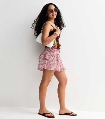 Girls Pink Chiffon Paisley Print Rara Skort