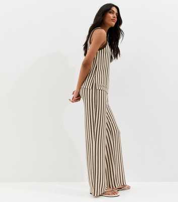 Brown Striped Soft Touch Trousers