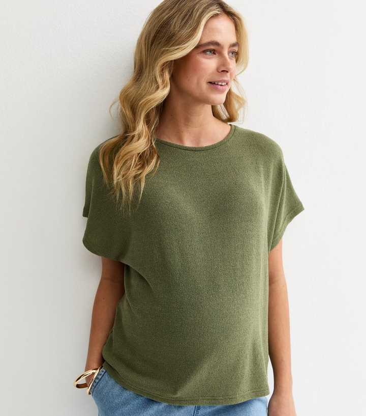 Maternity Khaki Textured Top