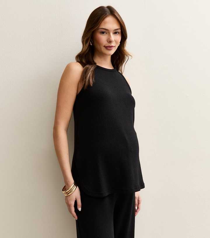 Maternity Black Textured Sleeveless top