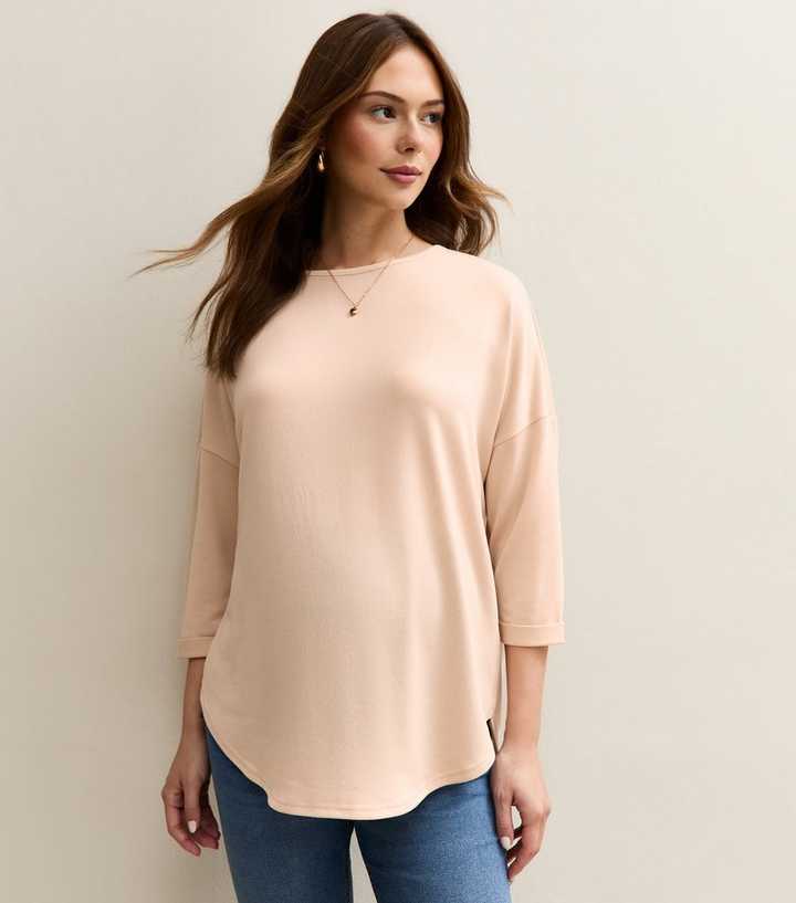 Maternity Cream Cropped Sleeve Top
