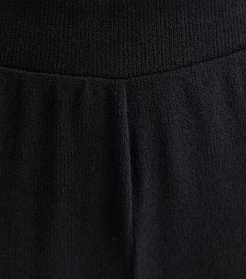 Tall Black Textured Knit Wide Leg Trousers | New Look