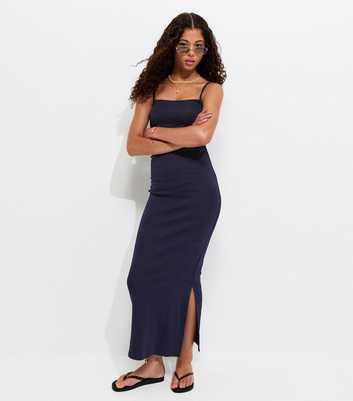 Girls Navy Ruched Jersey Maxi Dress