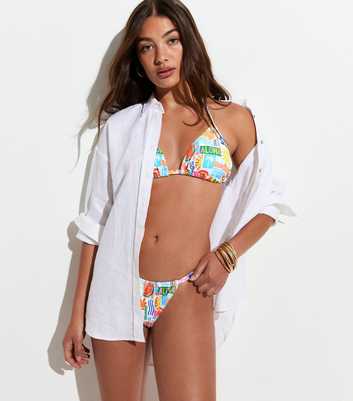 Multicolour Aloha Print Tanga Bikini Bottoms