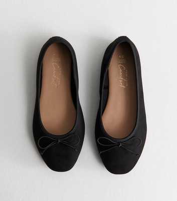 Extra Wide Fit Black Faux Suede Ballet Pumps