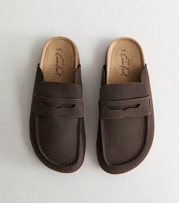 Brown Faux Suede Flat Loafer Mules | New Look