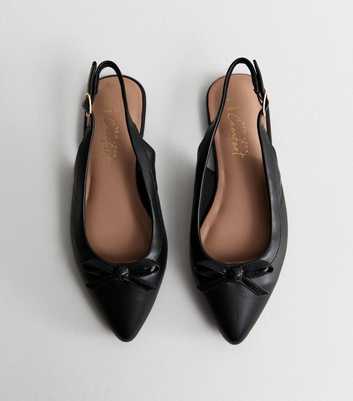 Wide Fit Black Faux Leather Slingback Flats