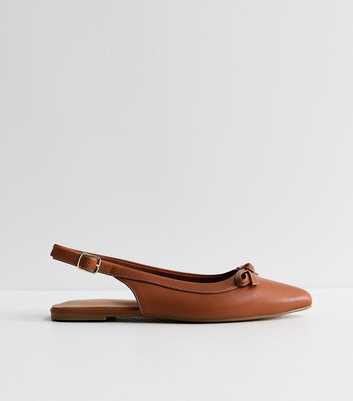 Wide Fit Tan Faux Leather Slingback Flats