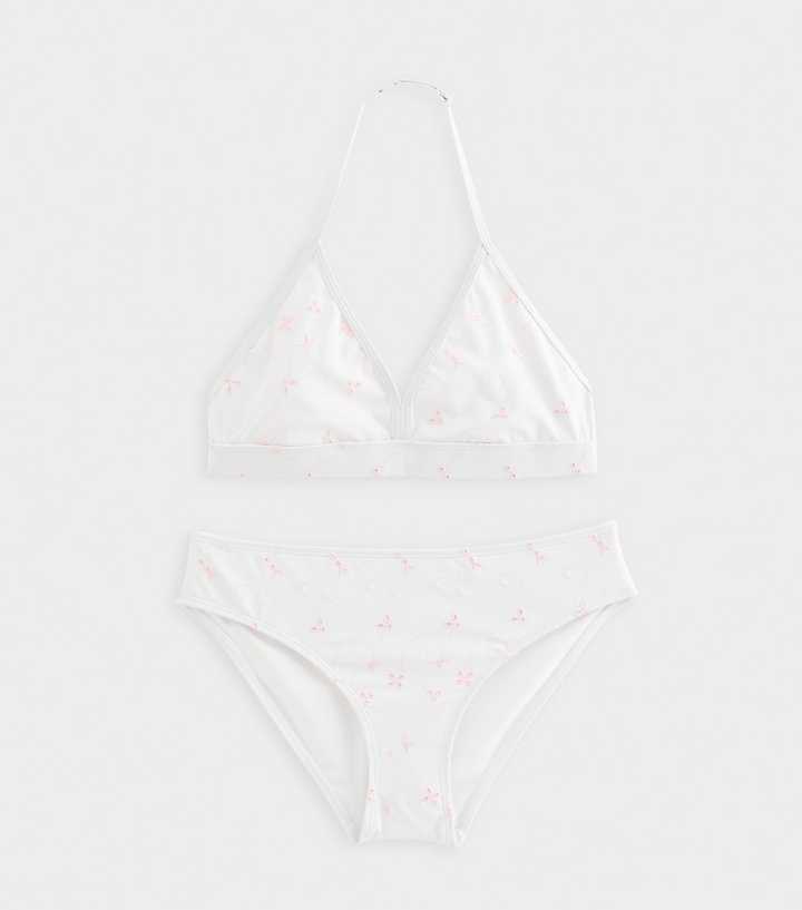 Girls Broderie Triangle Bikini Top and Bottoms Set