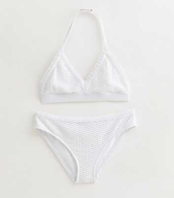 Girls White Crochet Bikini Set