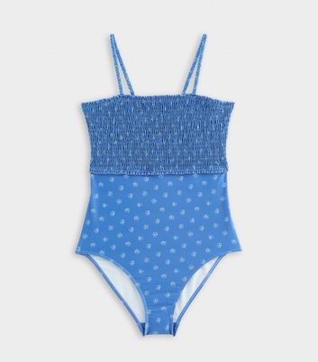 Girls Blue Shirred Sunny Swimsuit
