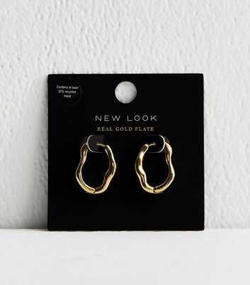 18ct Gold Plated Wavy Sleek Hoop Earrings
