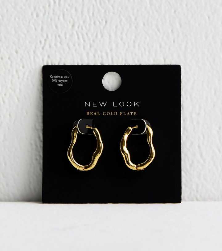 18ct Gold Plated Wavy Sleek Hoop Earrings