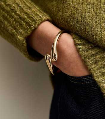 18ct Gold Plated Teardrop Hinge Cuff Bracelet