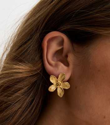 Gold Tone Waterproof Flower Stud Earrings