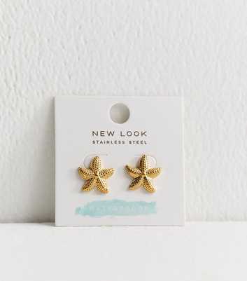 Gold Tone Waterproof Starfish Stud Earrings