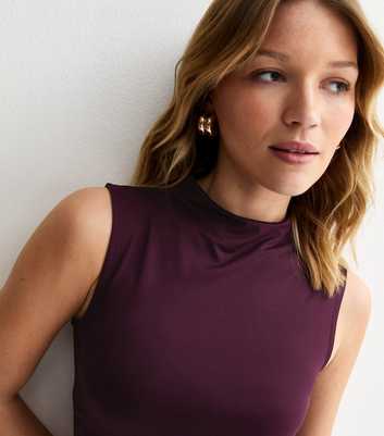 Burgundy Jersey Grown On Neck Tank Top