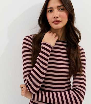 Light Pink Striped Long Sleeve Babylock Top