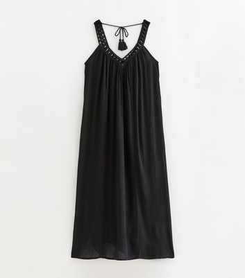 Petite Black Crochet Trim V-Neck Beach Maxi Dress