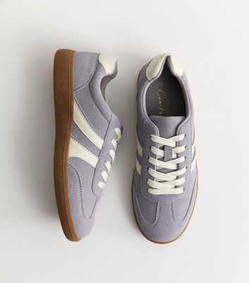 Lilac Faux Suede Contrast Stripe Trainers