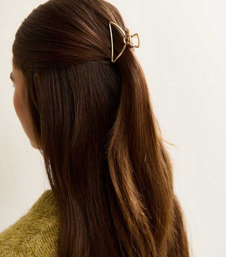 Gold Tone Mini Metal Curved Claw Clip