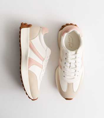 Light Pink Faux Suede Side Stripe Sporty Trainers