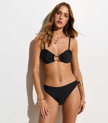 Black High Leg Hipster Bikini Bottoms