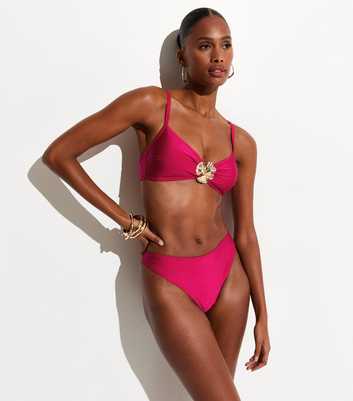 Dark Pink High Leg Hipster Bikini Bottoms